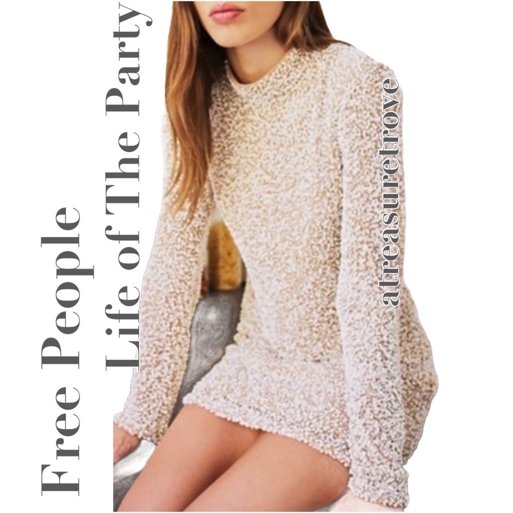 Free People Life of The Party Ivory Sequins Mini